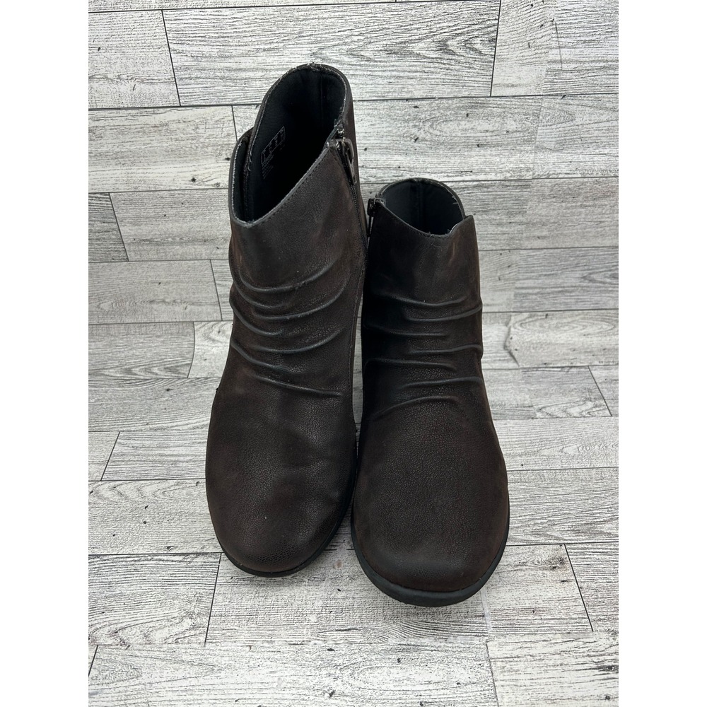 Clarks Cloudsteppers Sillian Tino Brown Ruched Ankle Boots Women Size 7.5M